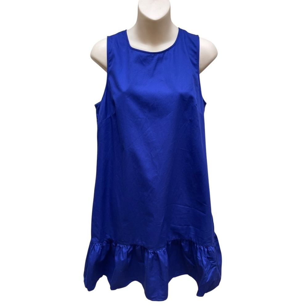 J. Crew Factory Royal Blue Ruffle Hem Dress Tie Back Sleeveless Women’s Medium